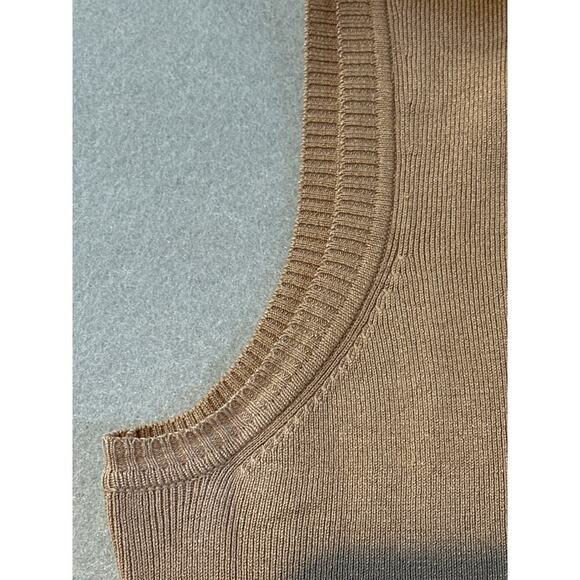 Louben Tan Ribbed Tank Top/Turtleneck lightweight material size L - Picture 4 of 5